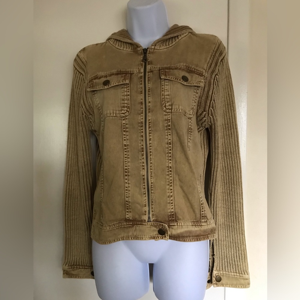 east side westside size L hooded Beige jacket closed in the front with zipper - Picture 9 of 14